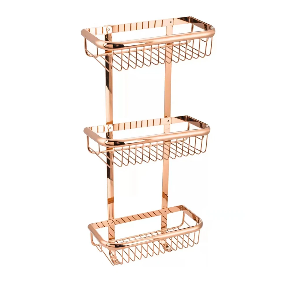 Factory attractive design bath accessories matte black 3 tiers shower caddy shelf