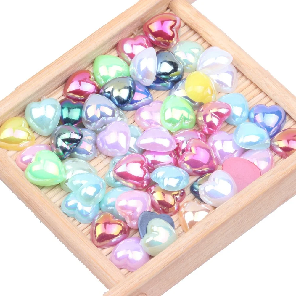 New Colorful AB Flatback Peach Heart Imitation Pearl for Nail Beauty DIY Phone Sticker Hair Clip Handmade Accessories