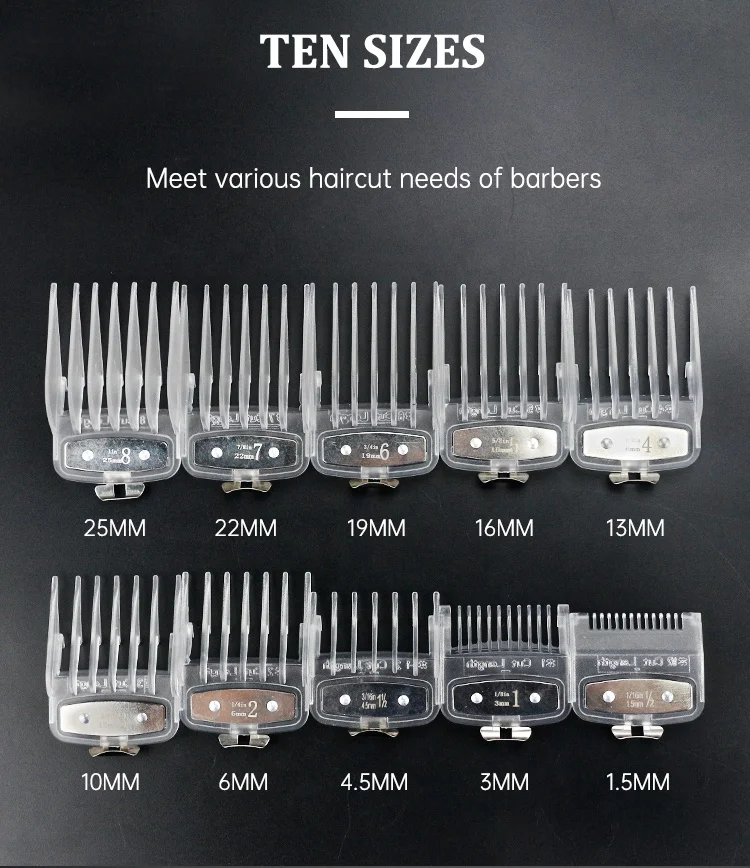 New Arrival Guides Comb Kit Transparent 10 Sizes Hair Clipper Guards Trimmer Clipper Guard Barber Limit Attachment Comb