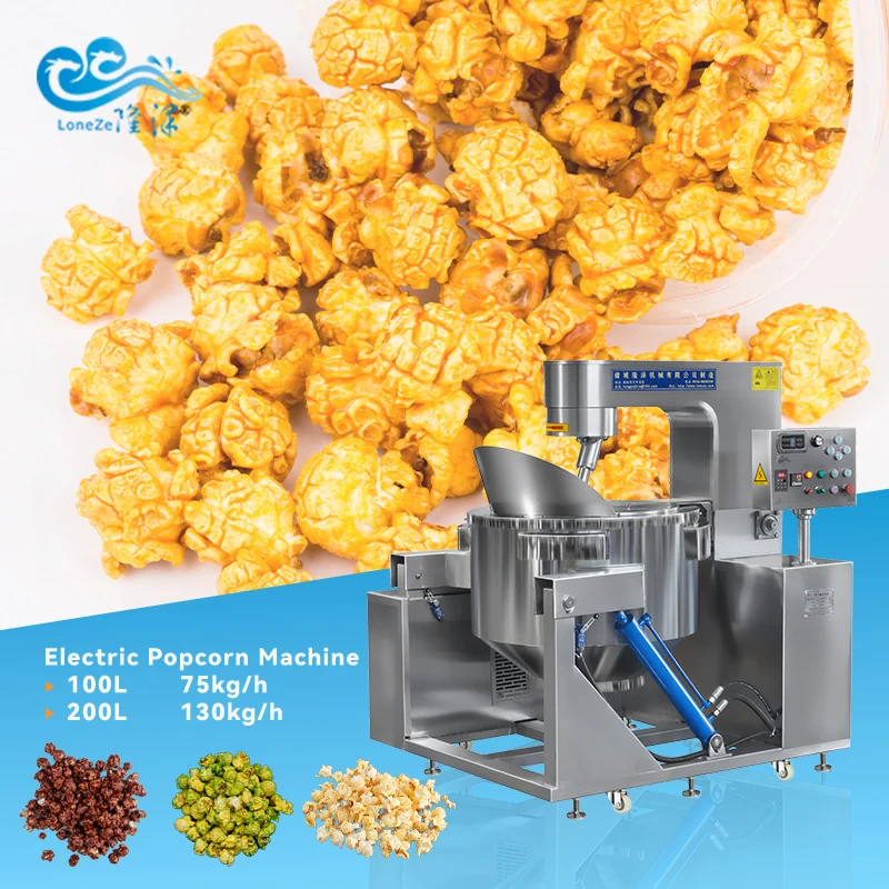 Stainless Steel Intelligent Large Electric Induction Popcorn Machine Commercial Snack Popcorn Popper Price with Stirrer