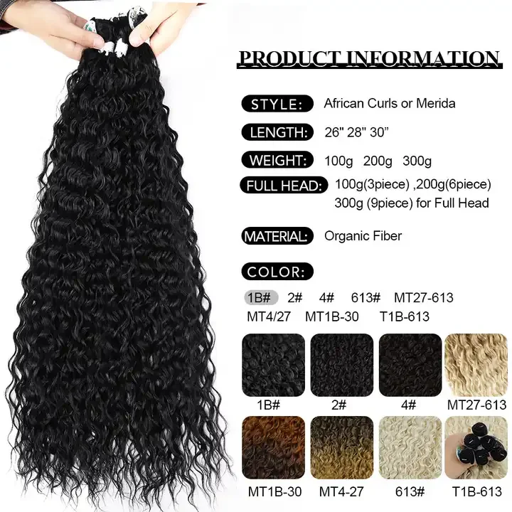 Afro Curly Synthetic Crochet Braid Hair Extension Wholesale Super Soft Long Water Wave 30 Inch Braiding Twist Protein fiber Hair