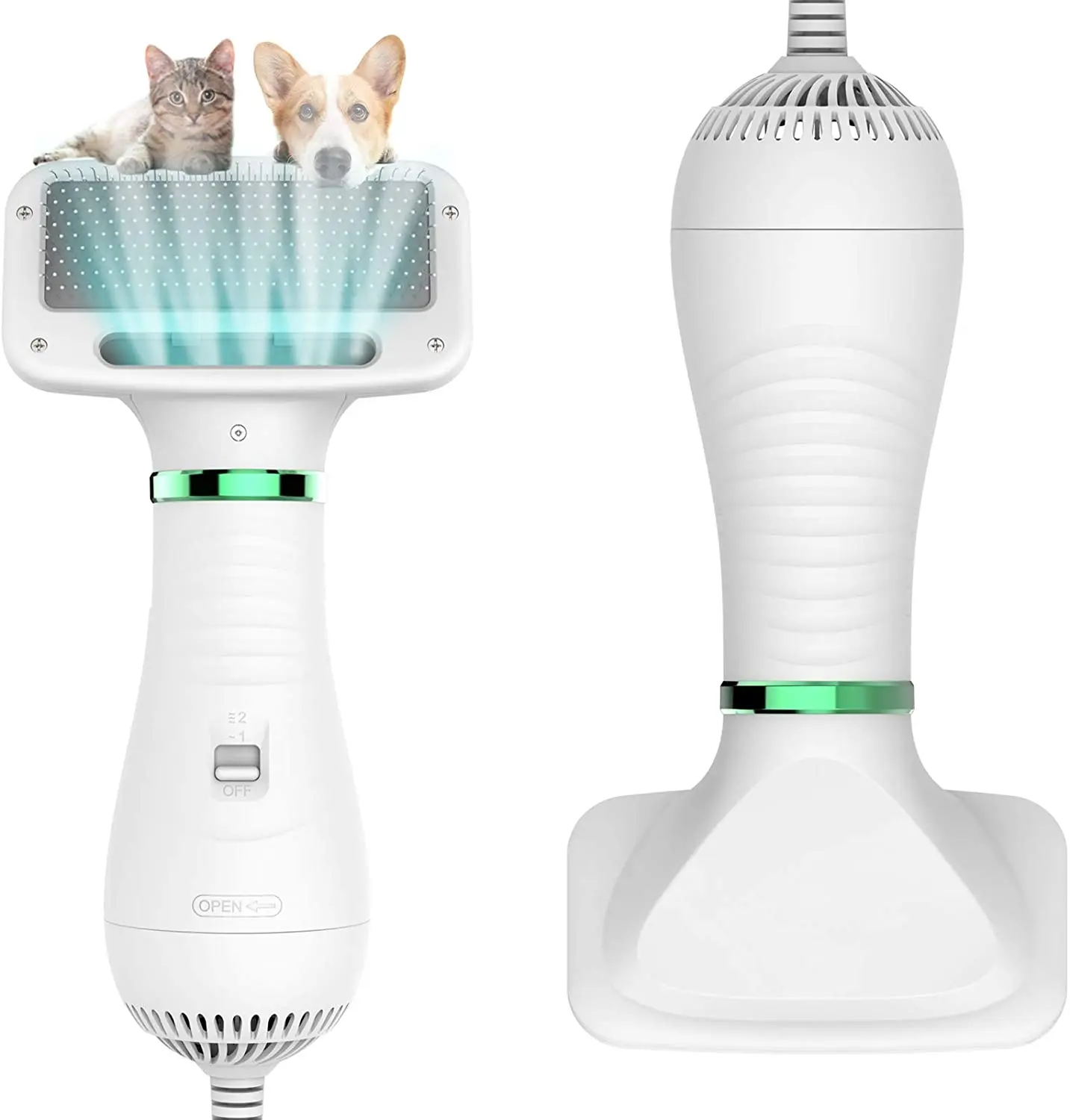 
dog dryer Pet Hair Dryer, Quiet, 2 Heat Settings & Portable Dog Dryer with Slicker Brush 