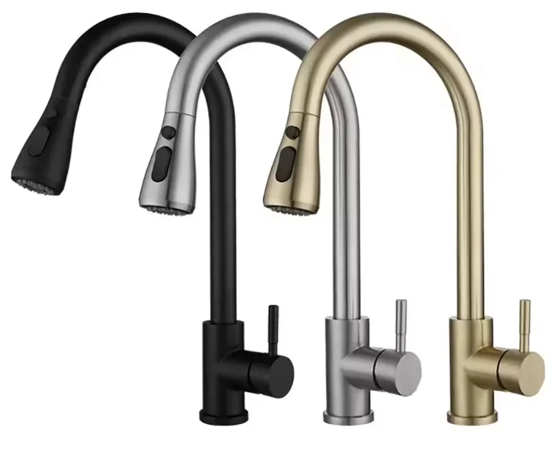 Factory Modern Sensor Touch Pull-out Kitchen Faucet 304 Stainless Steel Brushed Gold Hot Cold Mixed Tap Ceramic Valve