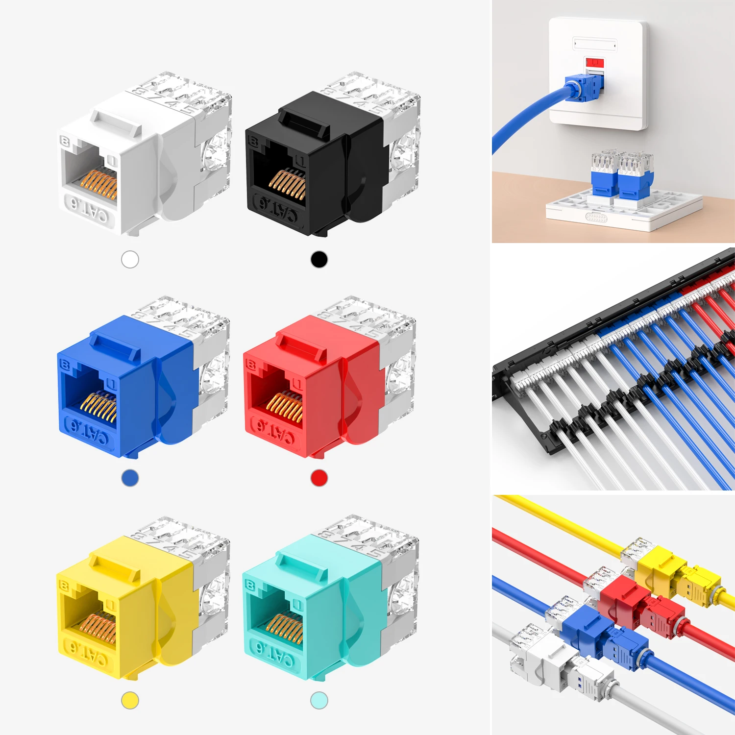 Network 180 Degree 8P8C cat5e cat6 cat6a Rj45 Modular jack UTP Female Keystone Jack