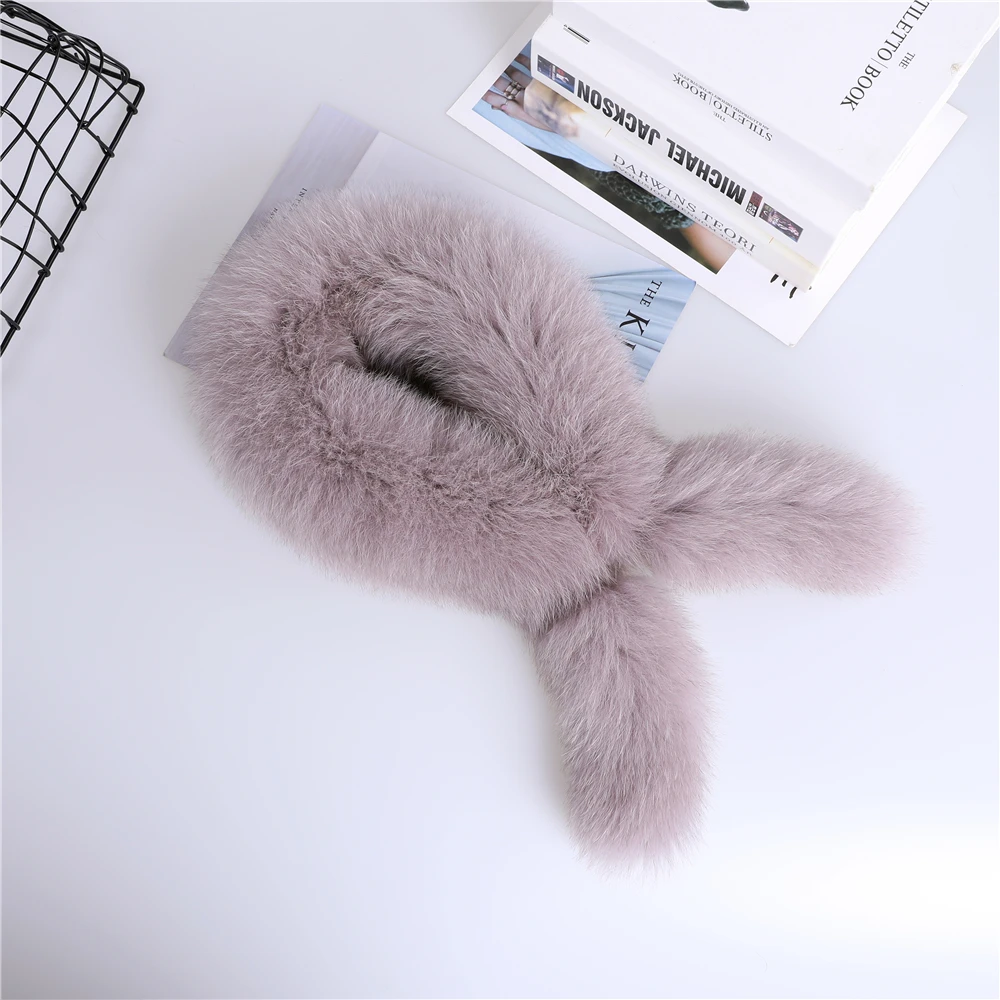 New Fashion Genuine Real Fox Fur Scarf Womens Winter Natural Fur Scarf Scarves Neckerchief Real Fur Muffler Lady Wrap Solid Tail