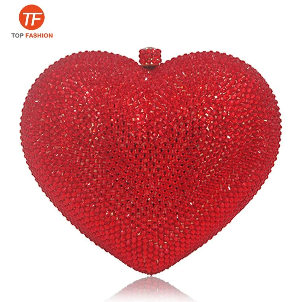 
Luxury Heart Shape Crystal Women Clutch Bag Rhinestone Evening Bag Party Purse from Factory Wholesales 