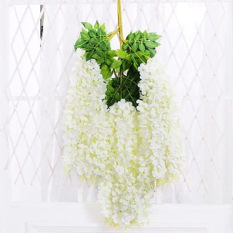 Wholesale Wisteria Hanging Flowers Silk Wisteria Flower Artificial Home Wedding White Wisteria Fake Flowers