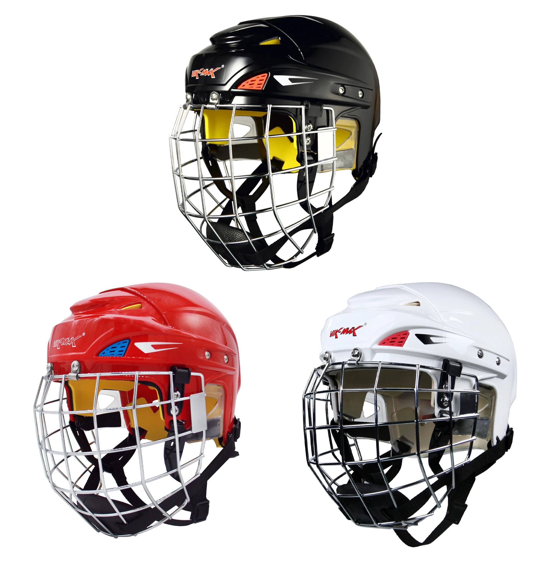 High quality red color ice hockey helmet hockey sport memory cotton lining protective hockey helmet