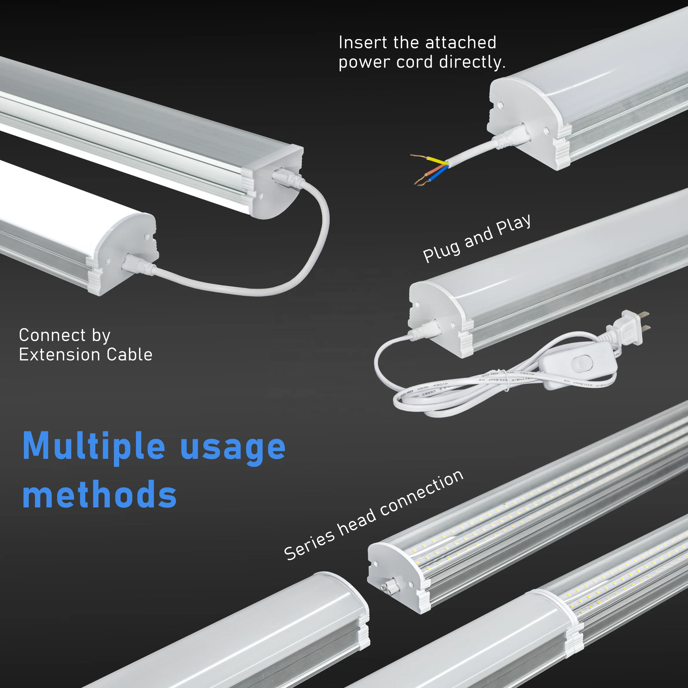 Commercial Linkable Tube light 2/4/5/8ft 3000~6500k Linear Led Batten Light