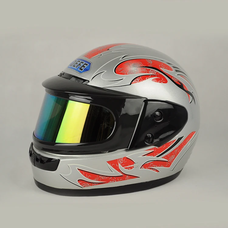 Бесплатная доставка, мотоциклетный мини гоночный шлем ECE, закрывающий лицо, шлем DEFE с солнцезащитным козырьком и моющейся подкладкой для взрослых мужчин и женщин