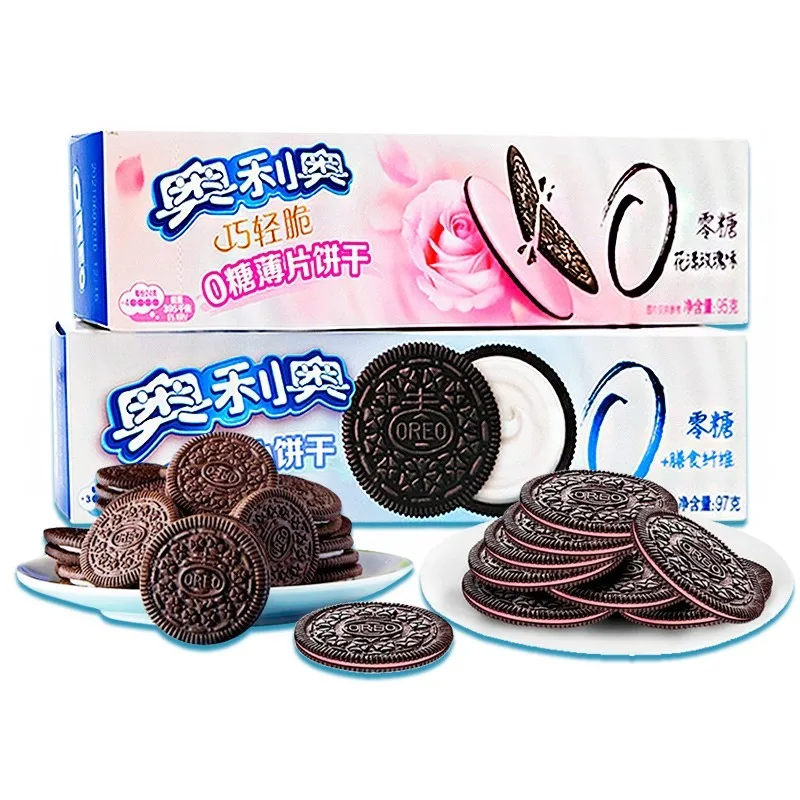 New product Oreo 0 sugar sugar-free sandwich biscuits children biscuits snacks 95g rose flavor