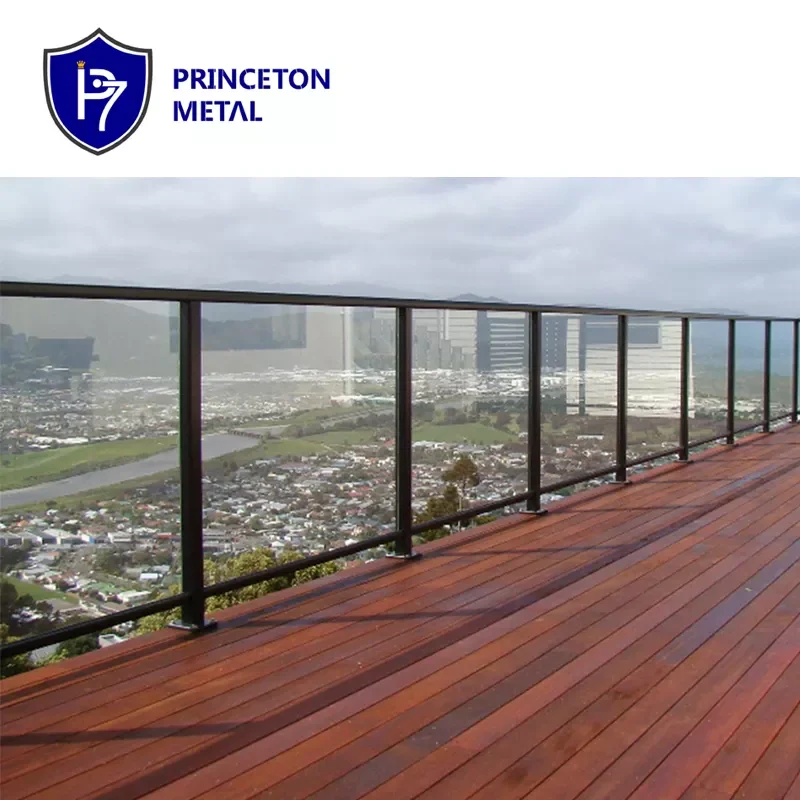 Modern design metal balustrade handrail system Aluminum  commercial glass railing with frame for project