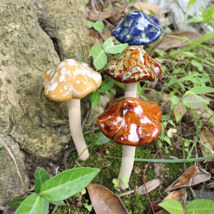 Wholesale outdoor garden decoration ceramic mushroom garden ornaments
