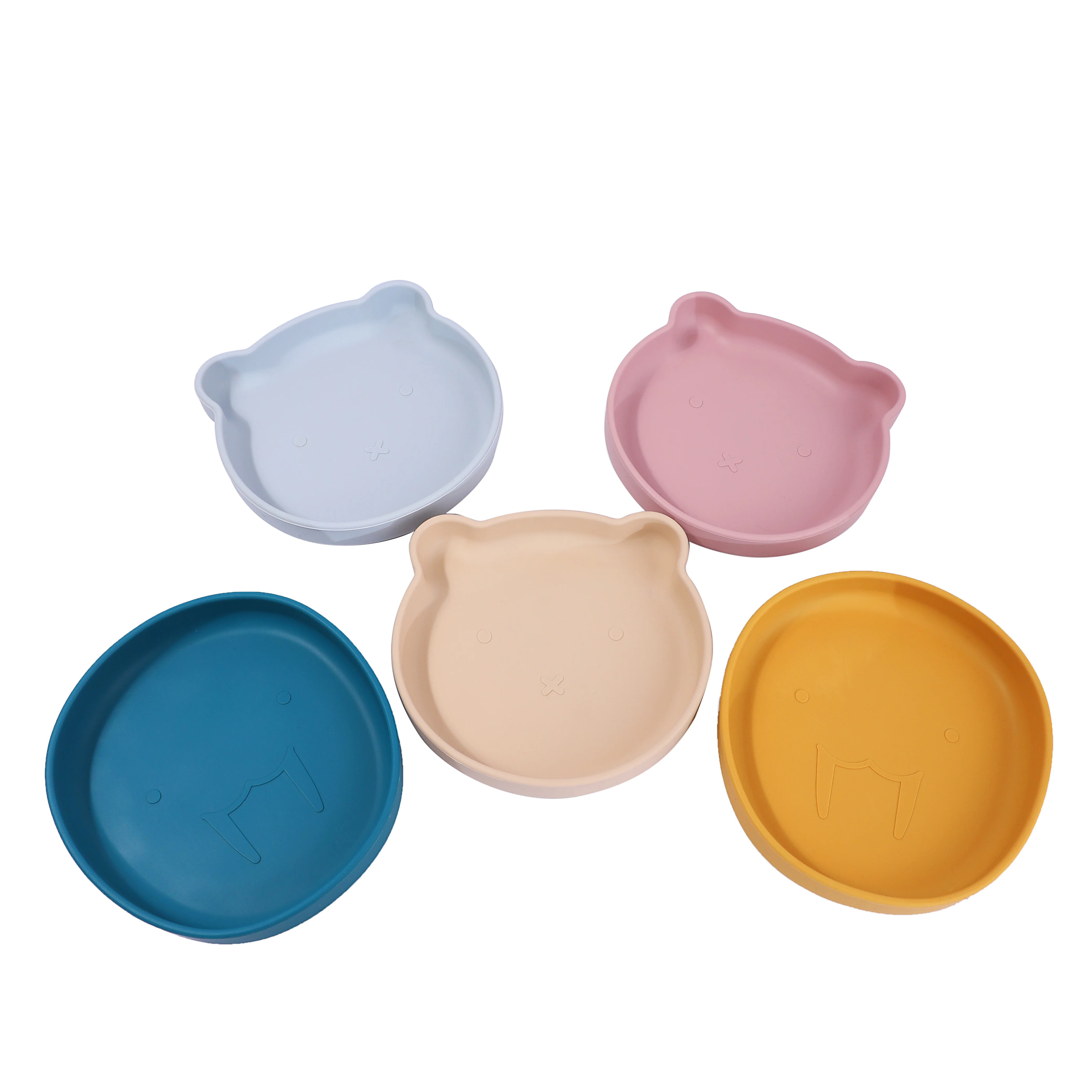 Bear Silicone Baby Kids Suction Food Plate Silicone Toddler Feeding Plate with Suction for Children