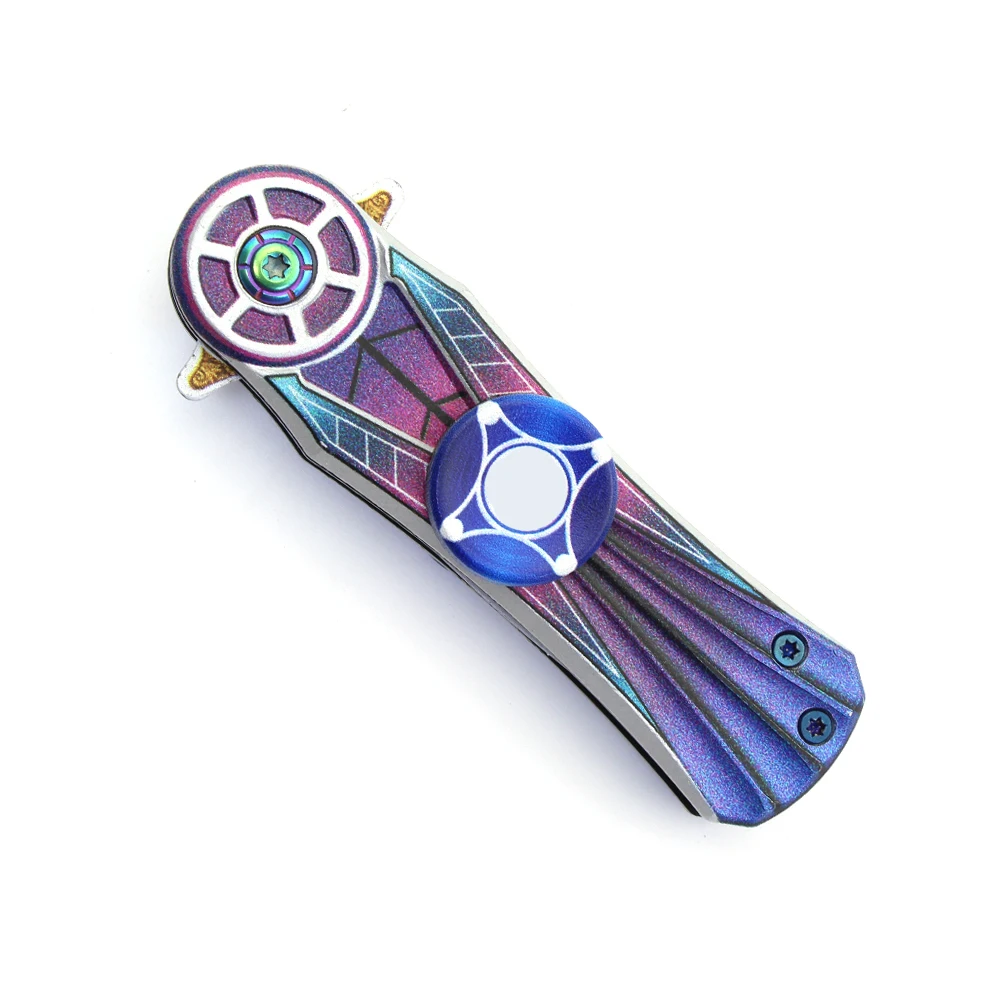 Hot sale Wholesale Outdoor Stainless Steel Blade metal handle fidget spinner pocket knife Folding Knife Unboxing knife
