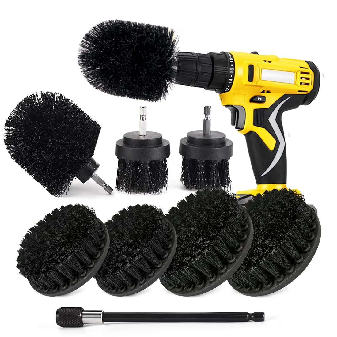Car Detailing Kit with Extend Attachment Soft Bristle Power Scrubber Brush Set for Cleaning Car Boat Seat Carpet Upholstery Door
