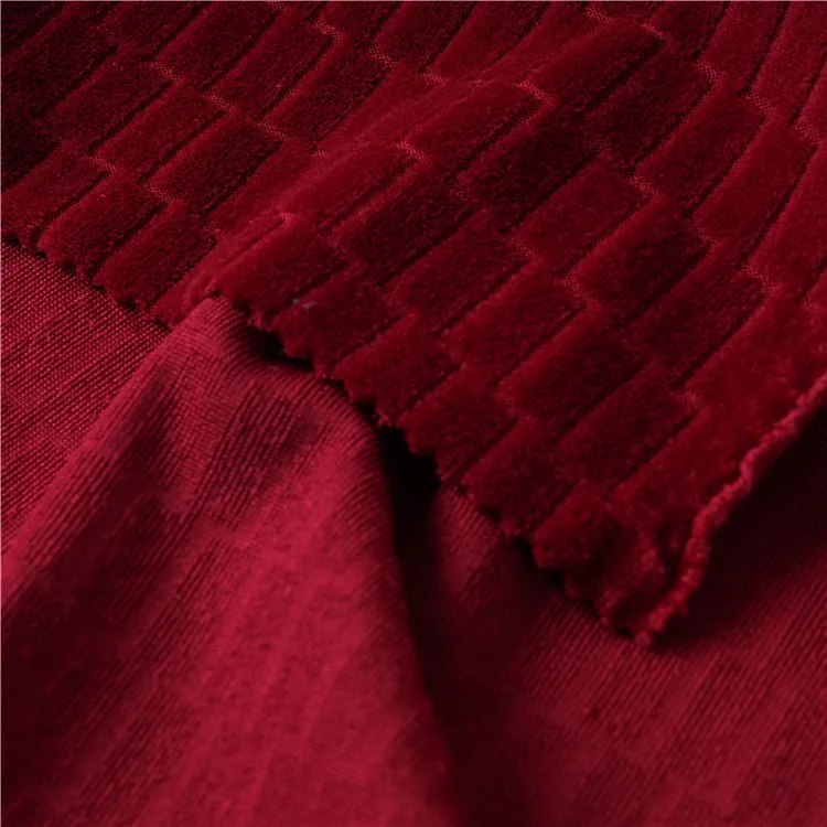 Jacquard Fleece Fabric Chemical Fiber Solid Color Manufacturer Selling Stretch Home Textile RED Knitted Spandex / Polyester