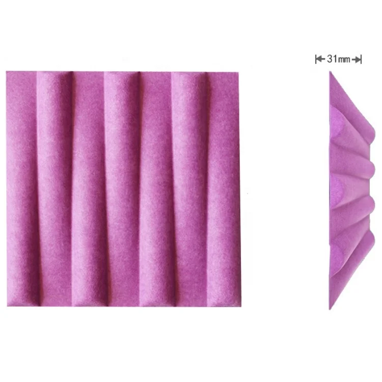 Purple PET Felt Acoustic Panel Sound Proof Panels 3D Polyester Acoustic Panel for Home Cinema and Recording Room Walls