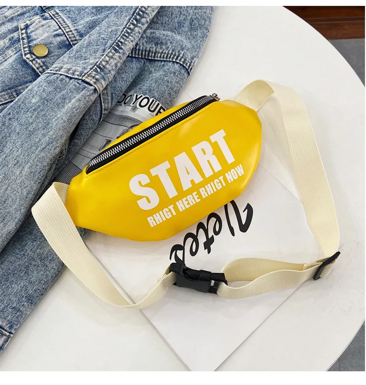 Geofair Waterproof Outdoor Motorcycle Custom Logo Print Kids Waist Wallet Pu Leather Fanny Pack Men