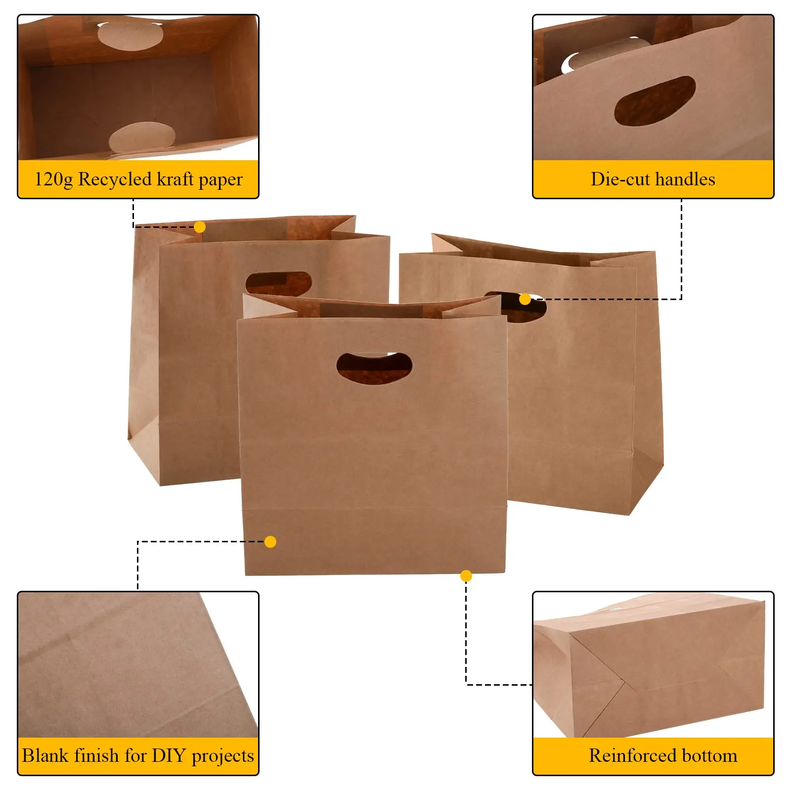 Custom Your Own Logo Print Carry out Restaurant Biodegradable Kraft Fast Food Takeaway Paper Bag with Handle