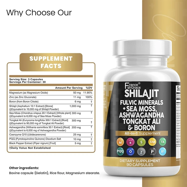 Pure Shilajit Supplement Alt to Shilajit Resin Fulvic Acid & Trace Minerals Shilajit Capsules for Men