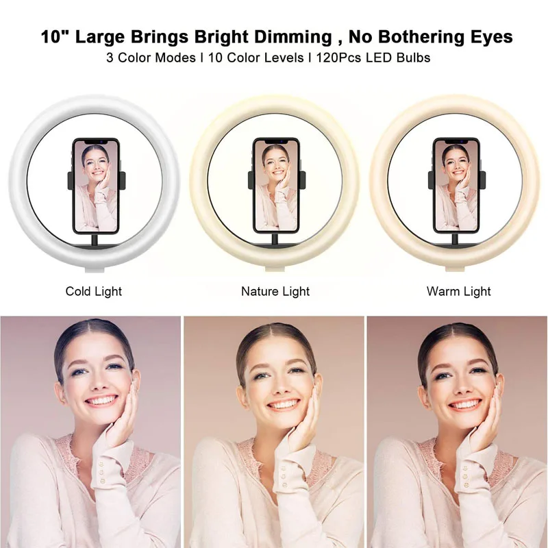 10 дюймов 3 светодиодные сотовый телефон Selfie Ring light прямые трансляции устройство заполнить кольцо