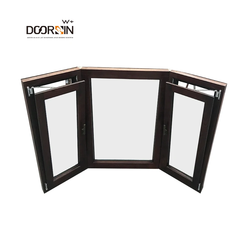 New Style Popular Hurricane Casement Windows Sound Proof and Energy Saving Triple Galzed Large Bay Wooden & Aluminium Window