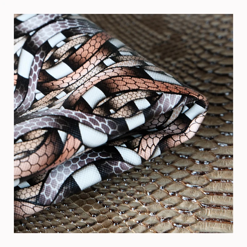 Искусственная кожа для украшения дома или сумки Jiangyin Sunrise Stocklot Rolls, оптовая продажа, змеиная кожа ПВХ OEM & S.R 11ZS503 CE/ISO