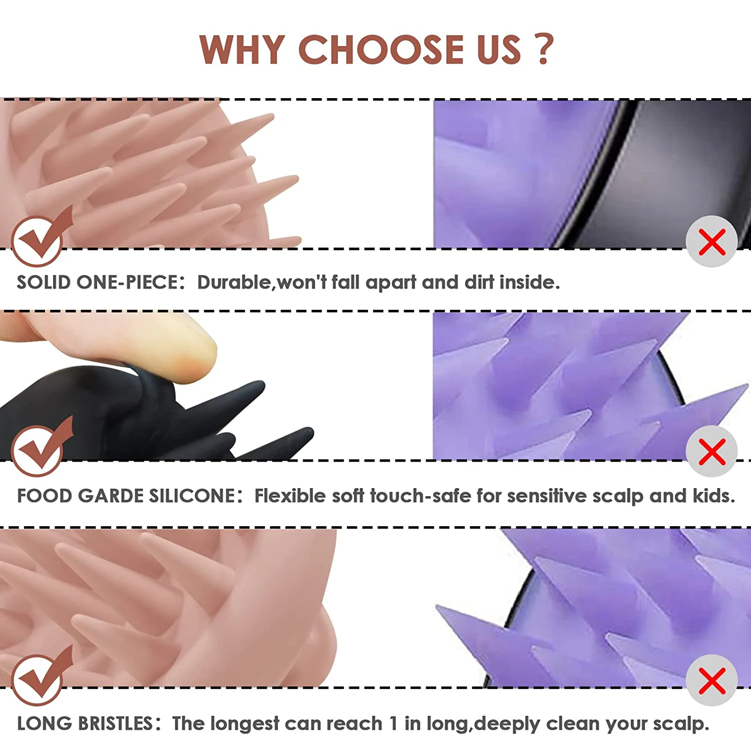 Silicone Round Head Massager Rabbit Handle Hair Washing Comb for Home Use Shampoo Scalp and Body Shower Hairbrush