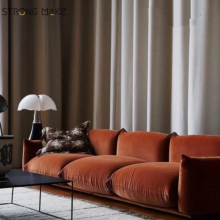 Three-Seat Home Minimalist Simple Modern Lounge Furniture Hotel Small Apartment Living Room Fabric Vintage Sofa For Living Room