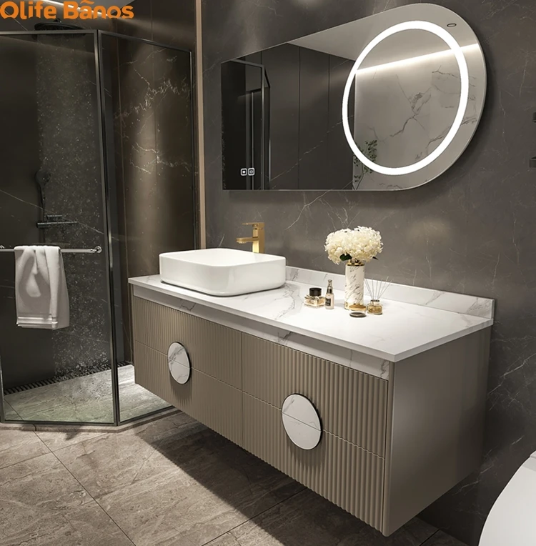 Bathroom main cabinet counter top wash basin black white modern wall mounted nordic hotel toilet vanity bathroom sink cabinet