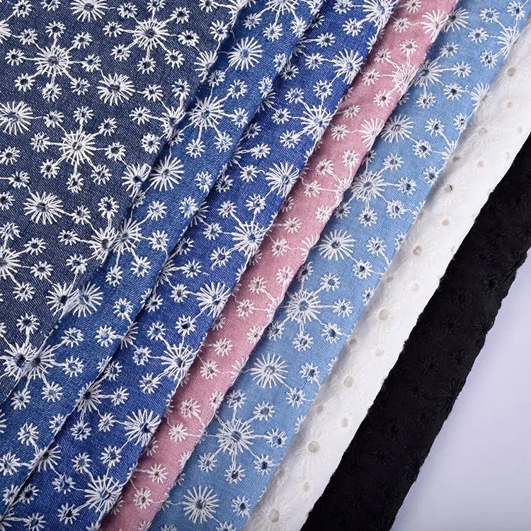 Оптовая Продажа с фабрики однотонные 100% хлопковые дышащие тканые шелковые джинсовые ткани 170gsm для платьев