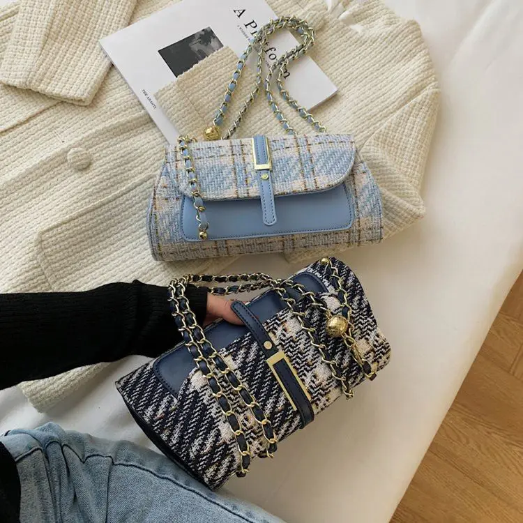 Purse Thai Bolsos PU Leather Travel Single-Shoulder Bag Fashion Trend Crossbody Bag New Style Striped Ladies Shoulder Bag