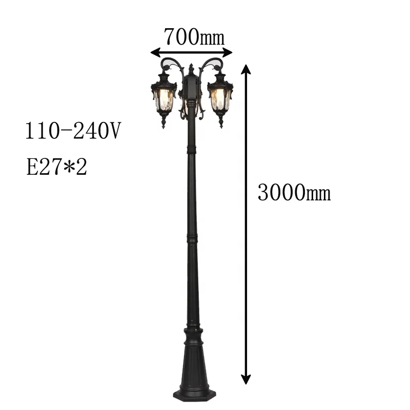 Waterproof LED Garden Light Antique Street Light Double arms Vintage garden light