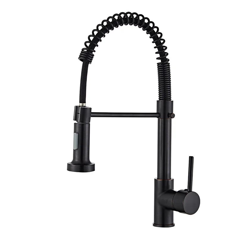 ROVATE Kitchen Faucets 304 Stainless Steel kitchen Tap Modern Matt Black Spring Pull Down kitchen Sink Faucet