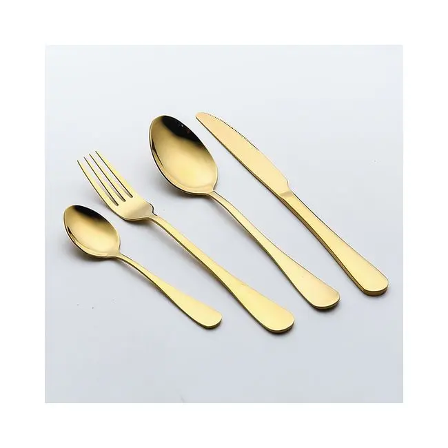 wedding gold cutlery set customized with logo spoons forks knives stainless steel rose gold,blue,black,flatware set