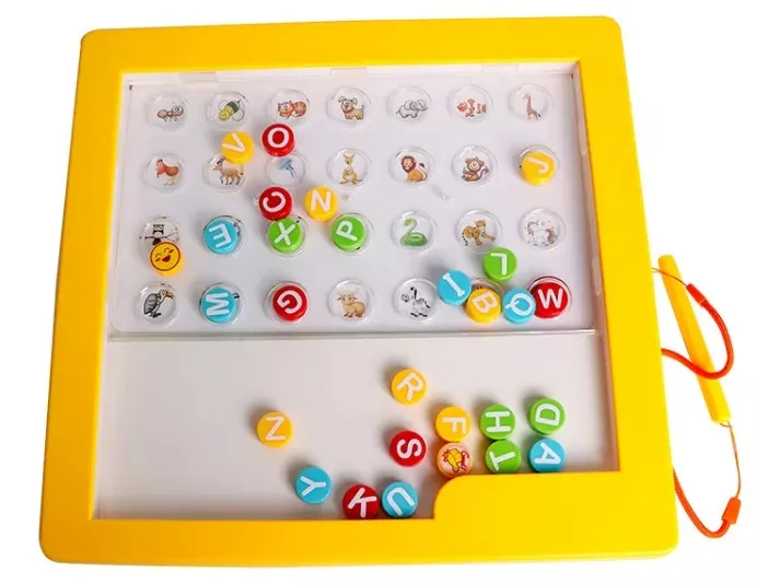 2022 New Magalpha Board magnetic educational learning drawing board toy for kids magnetic uppercase letters board magpad