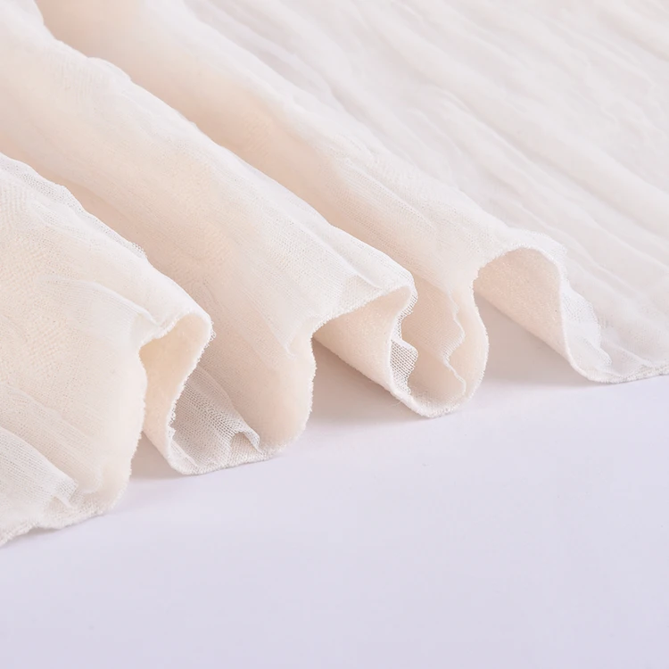 Embroidered chiffon stripe fabric breathable gauze embroidery wrinkled fashion women lace fabric