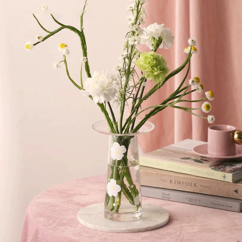 Simple Transparent Vase Grey Hat Shape Glass Vase Hydroponics Simplicity Wedding Romantic Vase