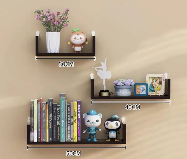 Wall mounted U shape shelves wood lengthened wall hanging shelf  custom home multi-function floating wall shelves