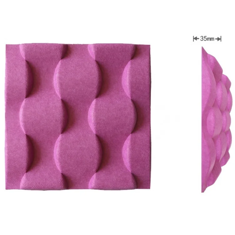 Purple PET Felt Acoustic Panel Sound Proof Panels 3D Polyester Acoustic Panel for Home Cinema and Recording Room Walls