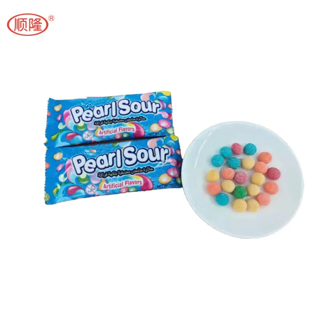 Super Sour Colorful syrup chewy candy sweet rainbow soft candy bean with Acid powder