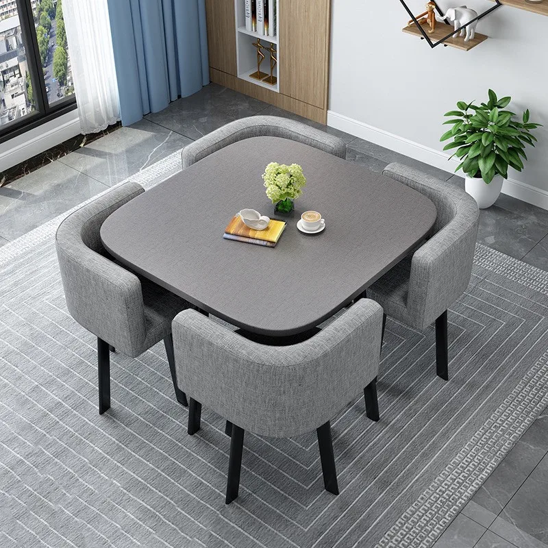Modern Luxury Wood Kitchen Restaurant Tables And Chair Sets Room Furniture Small Round Marble Wooden Dining Table Set 4 Chairs