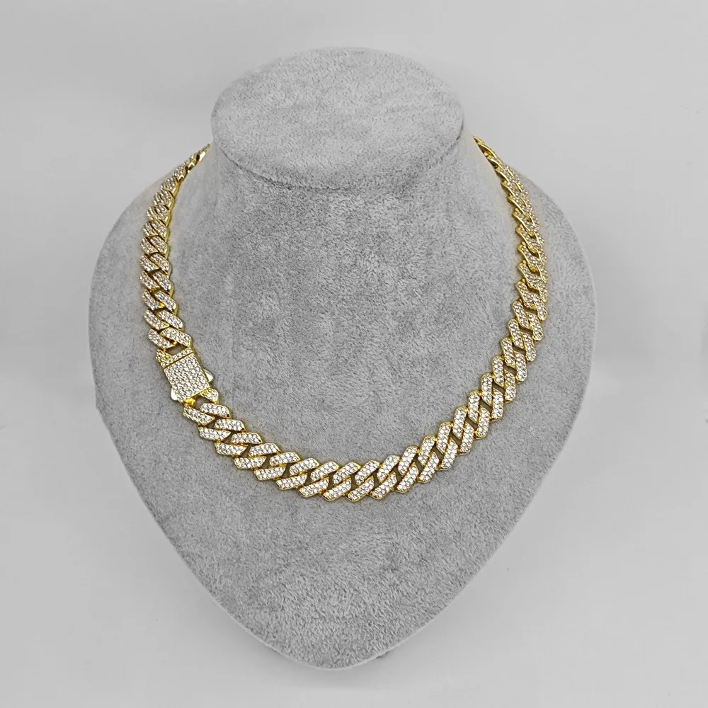 European Hot Selling Street Rap Jewelry Hip Hop   Gold Cuban   Diamond Fashion Men  Necklace