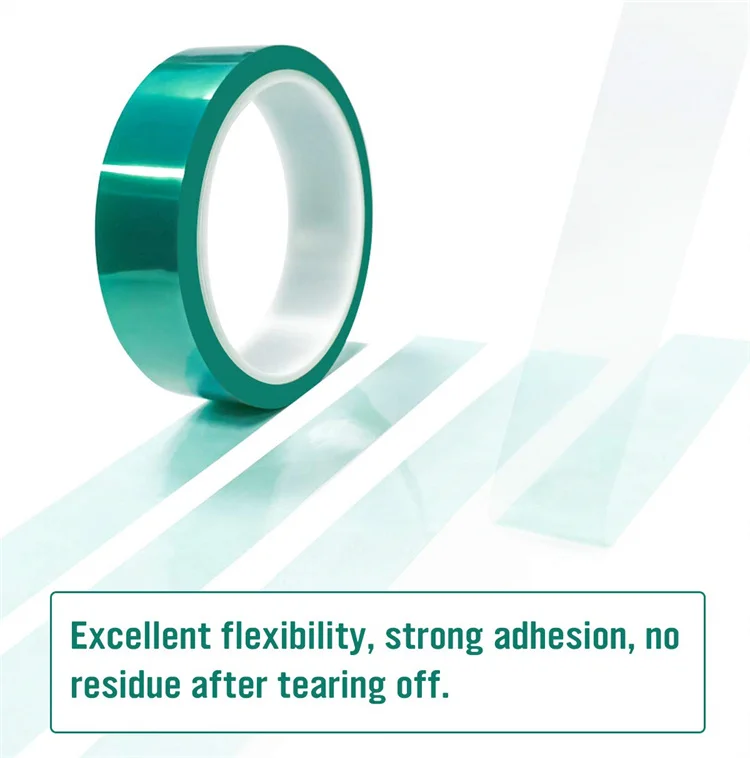 High Quality 10mm Polyester PET Tape Green Pressure Sensitive Adhesive Powder Coating Masking Tape For Painting