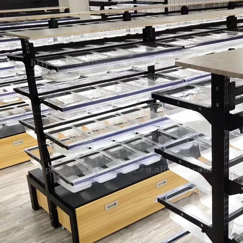 Bulk Supermarket Wooden Snack Candy Biscuit Fruit Shelf For Convenience Store