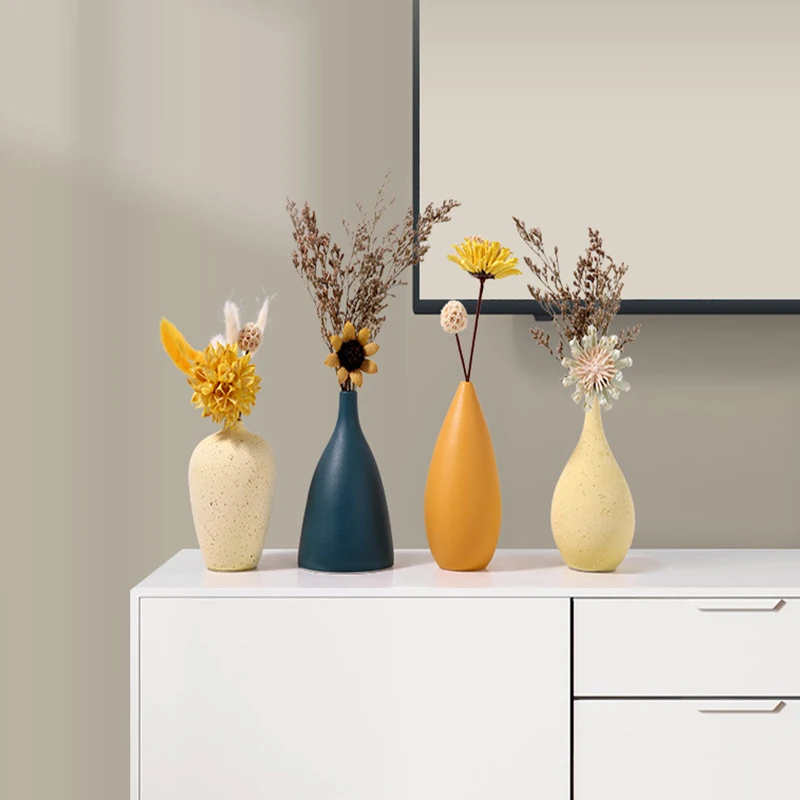 Modern minimalist Nordic ceramic vase ornaments desktop living room ornament flower set nordic vase home decor