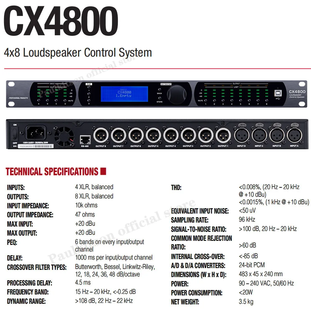 DBX CX4800 Professional Audio Processor Compatible Original Software DSP Audio Processing Loudspeaker Control System