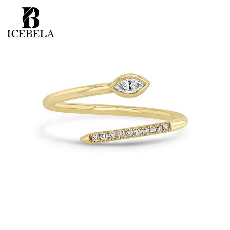 925 Silver Jewelry Korean Ring Custom Light Luxury Unique Custom 18K Gold Plated Zircon Snake Shape Adjustable Ring for Women