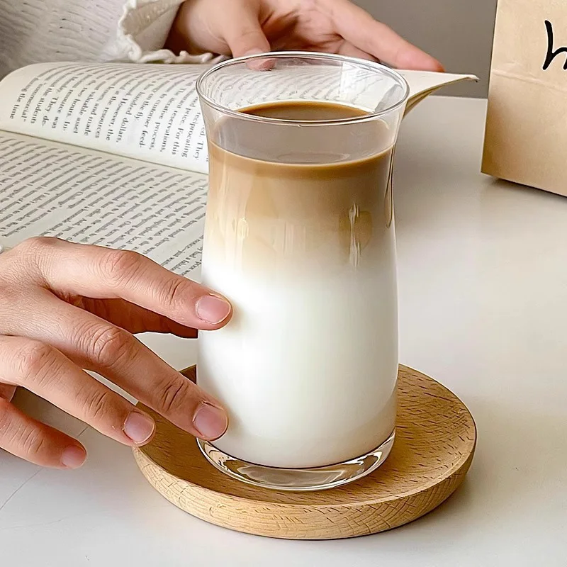 High Quality Hot Milk Coffee From Transparent Glass Reverse Mouth Iced American Coffee Cups